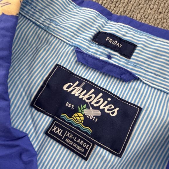 Chubbies Shirt Adult 2XL XXL Blue Button Up Short Sleeve Graphic Print Casual - Picture 10 of 15